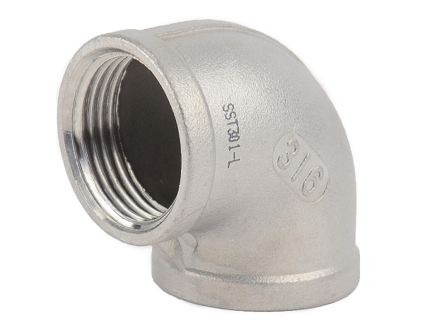 Отвод нержавеющий резьбовой AISI 316 90° 1/2